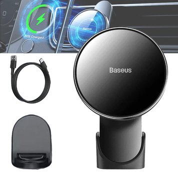 Автотримач із бездротовою зарядкою з функцією MagSafe Baseus Big Energy Car Mount Wireless Charger (15W) WXJN-01 фото