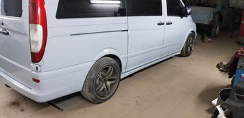 Бокові пороги Exclusive (2 шт, під фарбування) Коротка/Середня база для Mercedes Vito W639 2004-2014 рр vol072 фото