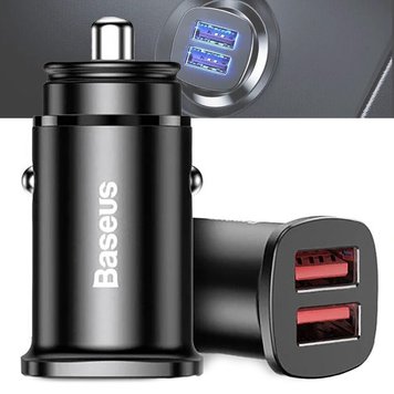 Автомобільний адаптер Baseus Square Metal Dual USB 30W CCALL-DS01 фото