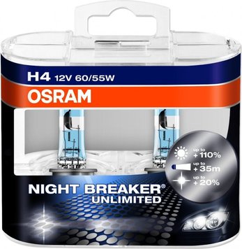 Лампа головного світла Osram H4 60/55W Night Breaker Unlimited -2024110% 64193NBU 64193nbu-kit фото