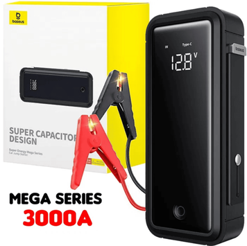 Пусковий пристрій 3000A Baseus Super Energy Mega with USB-А to USB-C Cable Black (C00265300821-00) C00265300821-00 фото